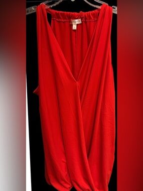NWOT Red Draped V-Neck Top